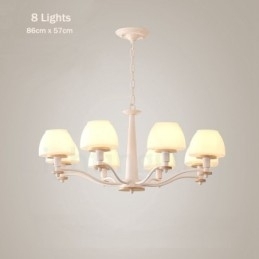 6 Lys, 8 Lys, Flerfarget Anhengslampe I Makrontre Med Glassskjermer, Lysekrone I Nordisk Stil