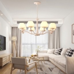 6 Lys, 8 Lys, Flerfarget Anhengslampe I Makrontre Med Glassskjermer, Lysekrone I Nordisk Stil