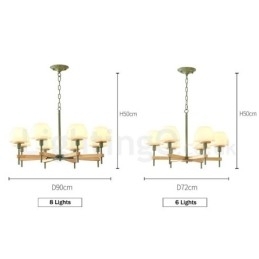 6 Lys, 8 Lys, Flerfarget Anhengslampe I Makrontre Med Glassskjermer, Lysekrone I Nordisk Stil