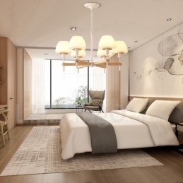 6 Lys, 8 Lys, Flerfarget Anhengslampe I Makrontre Med Glassskjermer, Lysekrone I Nordisk Stil