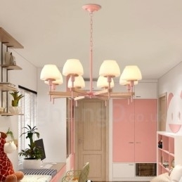 6 Lys, 8 Lys, Flerfarget Anhengslampe I Makrontre Med Glassskjermer, Lysekrone I Nordisk Stil