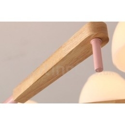 6 Lys, 8 Lys, Flerfarget Anhengslampe I Makrontre Med Glassskjermer, Lysekrone I Nordisk Stil