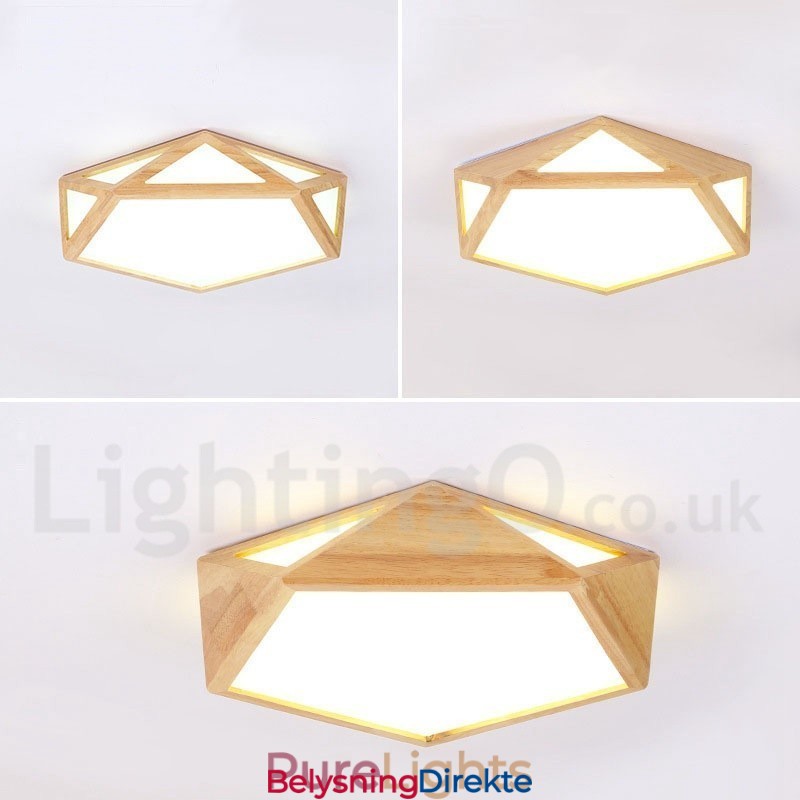 Dimmbar Taklampe I Tre I Flere Stiler Med Akrylskjerm I Nordisk Stil