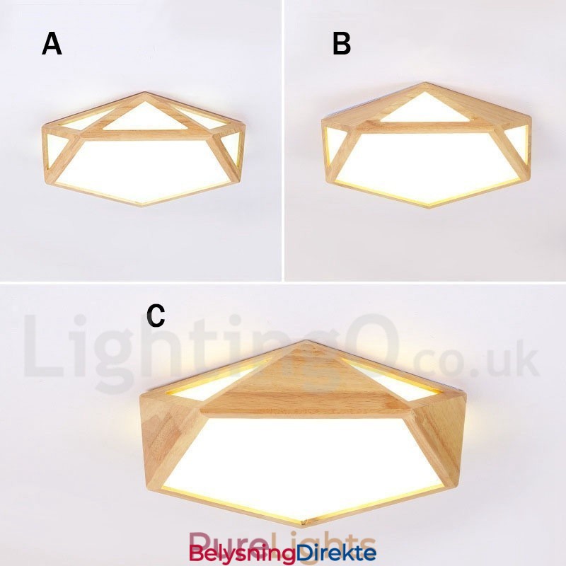 Dimmbar Taklampe I Tre I Flere Stiler Med Akrylskjerm I Nordisk Stil