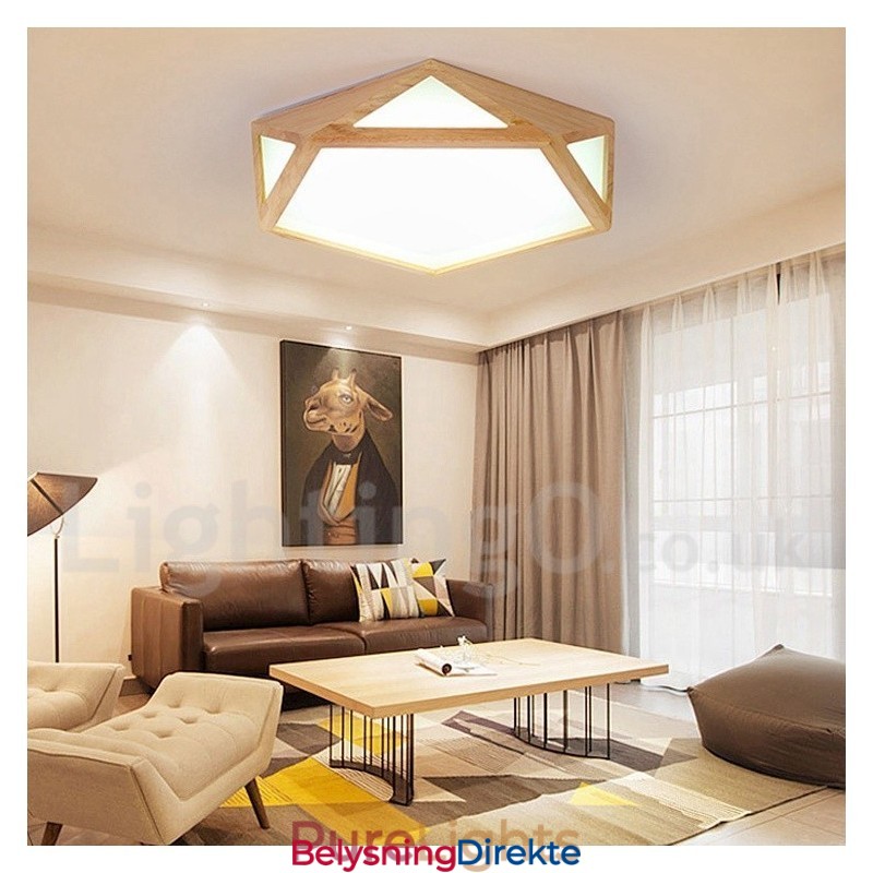 Dimmbar Taklampe I Tre I Flere Stiler Med Akrylskjerm I Nordisk Stil