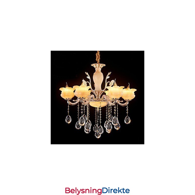 Jade Krystall Pendellampe Lysekrone I Stearinlysstil