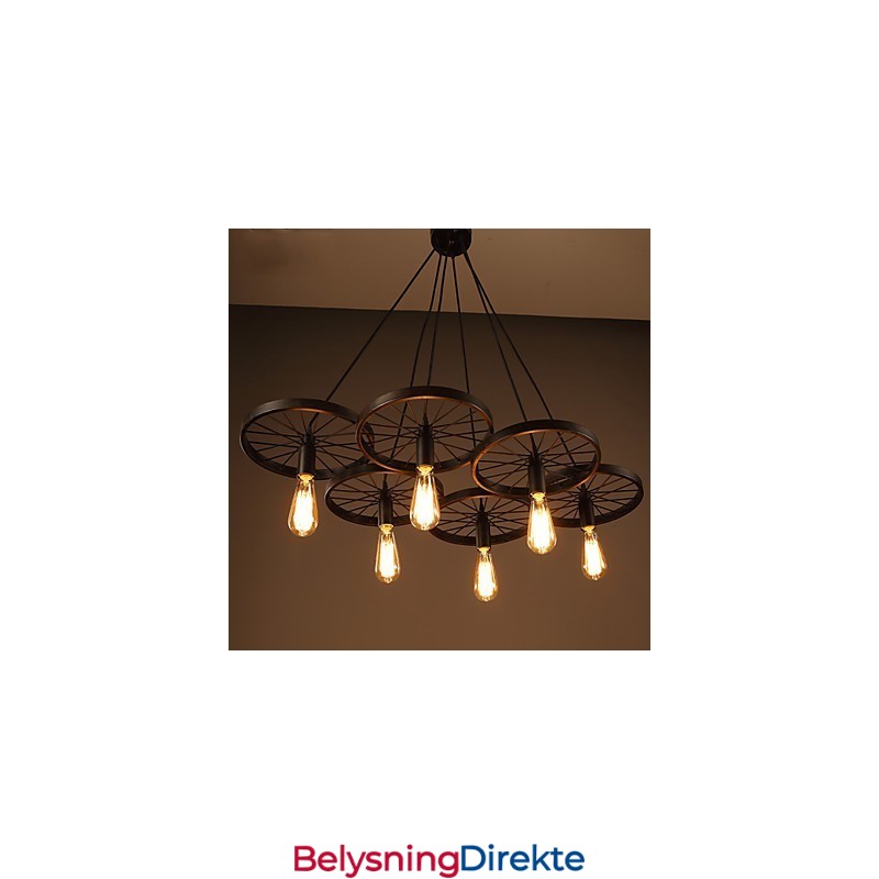 Industriell Smijernslysekrone I Loftstil, Kafé- Og Hjullysekrone