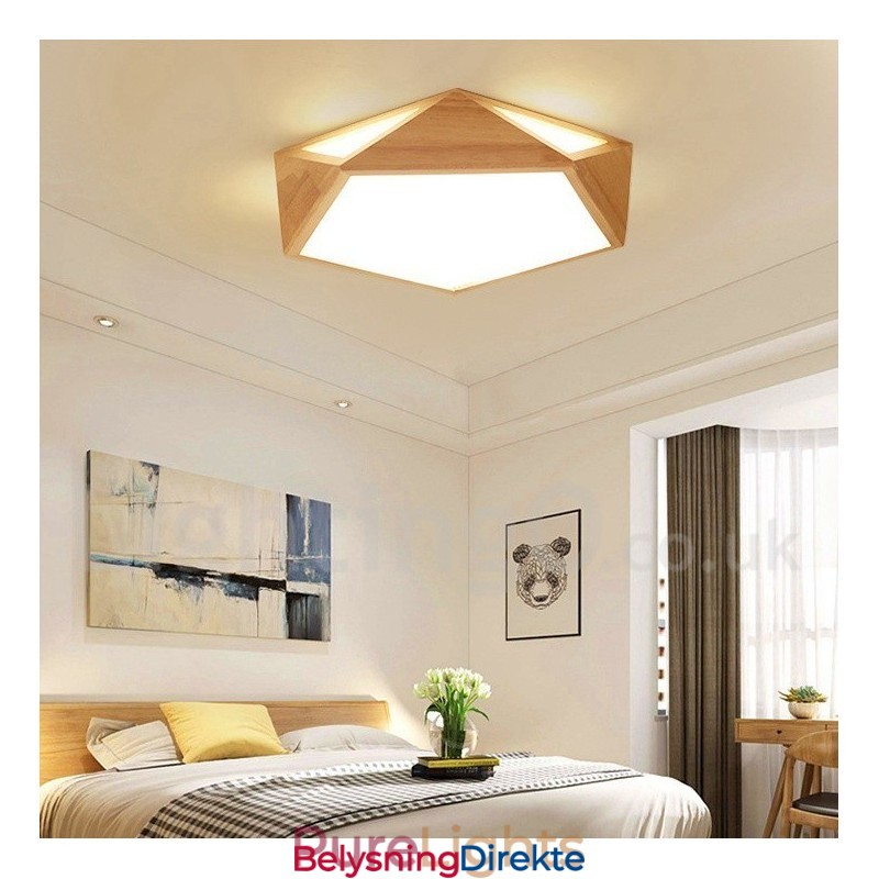 Dimmbar Taklampe I Tre I Flere Stiler Med Akrylskjerm I Nordisk Stil