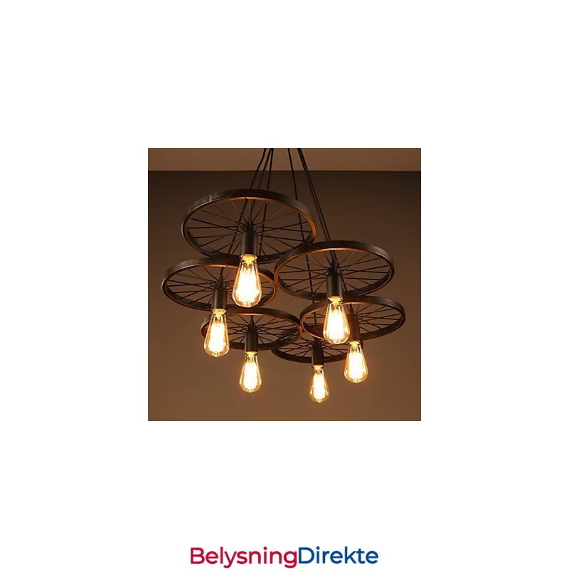Industriell Smijernslysekrone I Loftstil, Kafé- Og Hjullysekrone
