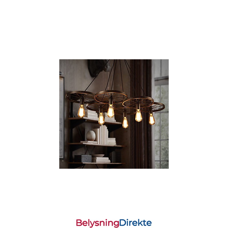 Industriell Smijernslysekrone I Loftstil, Kafé- Og Hjullysekrone