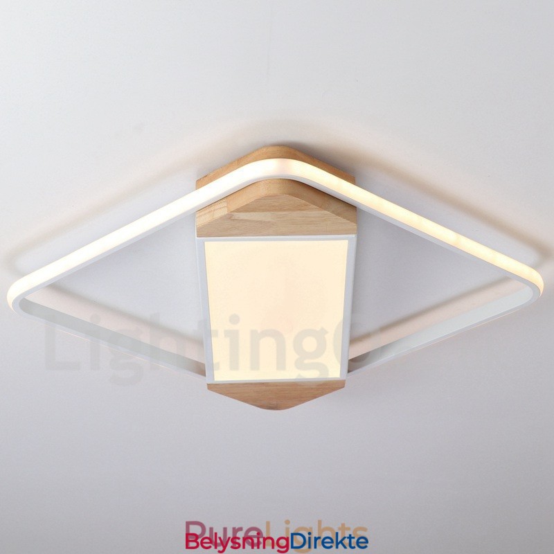 Dimbar Hvit Firkantet Tretaklampe Ultratynn Taklampe Kan Også Brukes Som Vegglampe