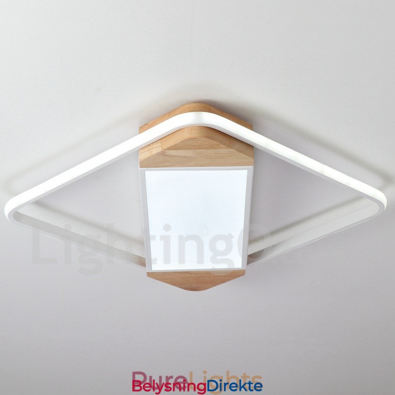 Dimbar Hvit Firkantet Tretaklampe Ultratynn Taklampe Kan Også Brukes Som Vegglampe