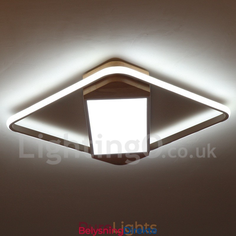 Dimbar Hvit Firkantet Tretaklampe Ultratynn Taklampe Kan Også Brukes Som Vegglampe