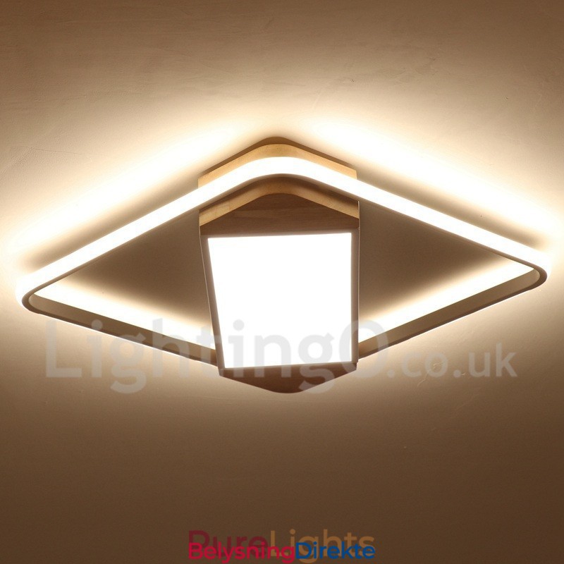 Dimbar Hvit Firkantet Tretaklampe Ultratynn Taklampe Kan Også Brukes Som Vegglampe