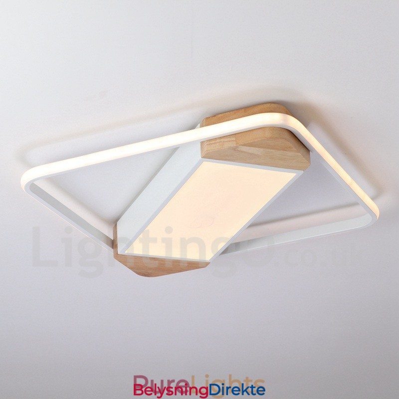 Dimbar Hvit Firkantet Tretaklampe Ultratynn Taklampe Kan Også Brukes Som Vegglampe