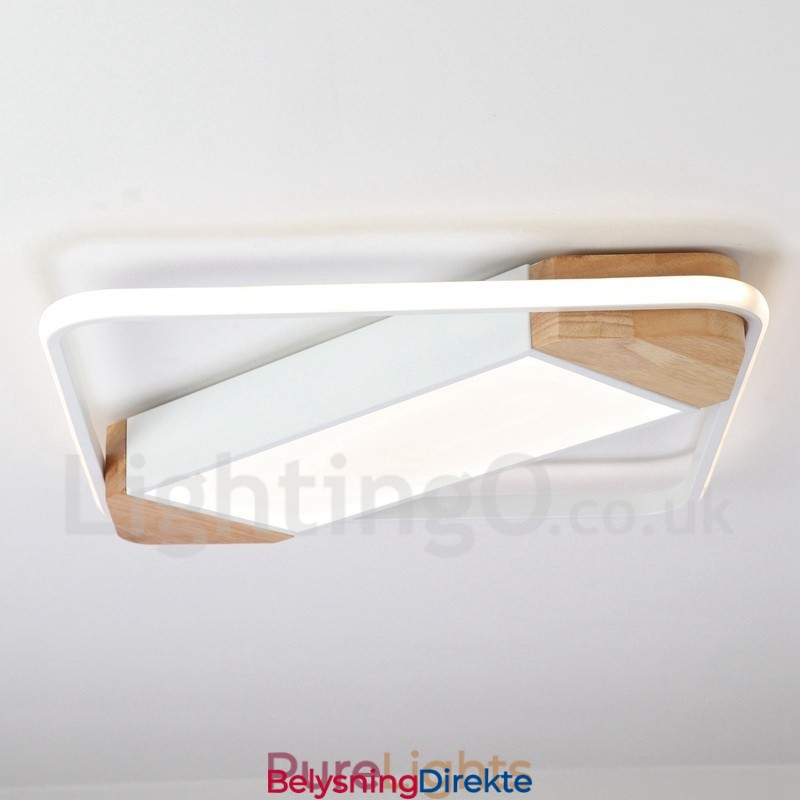 Dimbar Hvit Firkantet Tretaklampe Ultratynn Taklampe Kan Også Brukes Som Vegglampe