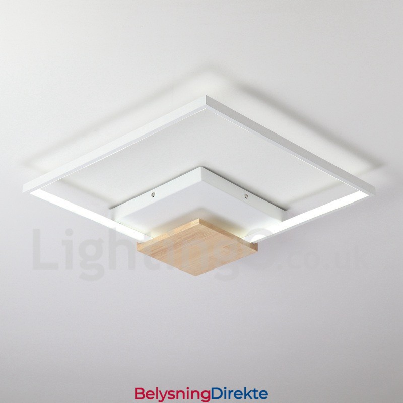 Dimbar Hvit Firkantet Tretaklampe Ultratynn Taklampe Kan Også Brukes Som Vegglampe