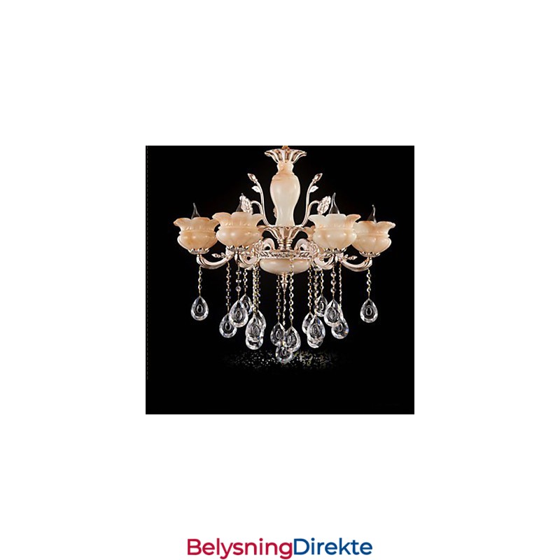 Jade Krystall Pendellampe Lysekrone I Stearinlysstil