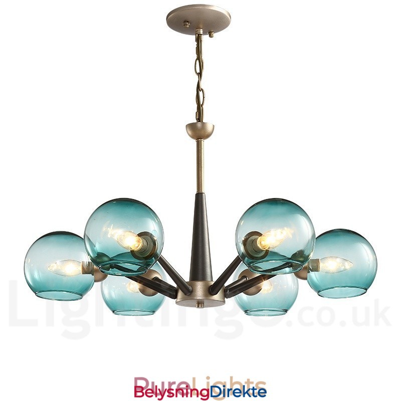 Retro Vintage Magic Bean Rustikk Lysekrone Med Flerfargede Glasskjermer