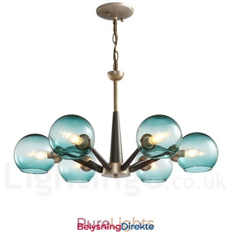 Retro Vintage Magic Bean Rustikk Lysekrone Med Flerfargede Glasskjermer