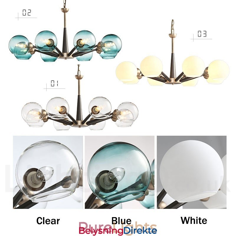 Retro Vintage Magic Bean Rustikk Lysekrone Med Flerfargede Glasskjermer