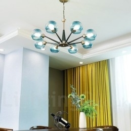 Retro Vintage Magic Bean Rustikk Lysekrone Med Flerfargede Glasskjermer