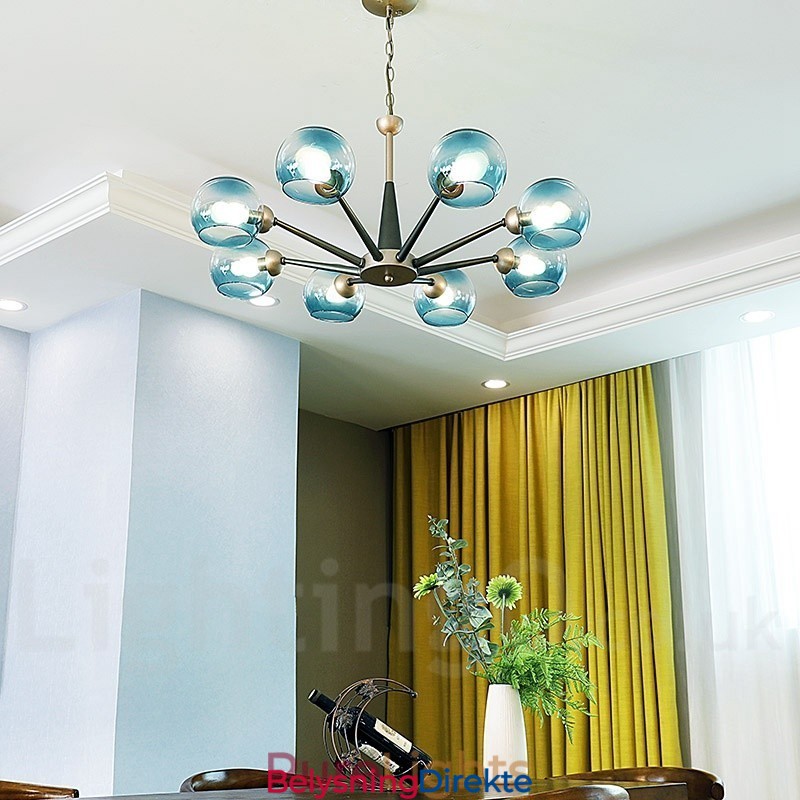 Retro Vintage Magic Bean Rustikk Lysekrone Med Flerfargede Glasskjermer