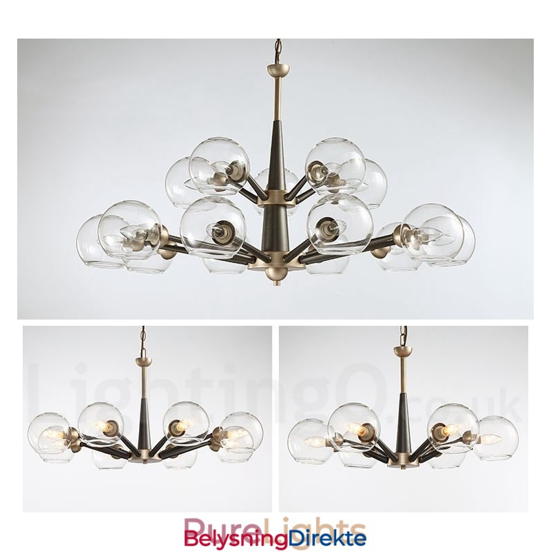 Retro Vintage Magic Bean Rustikk Lysekrone Med Flerfargede Glasskjermer