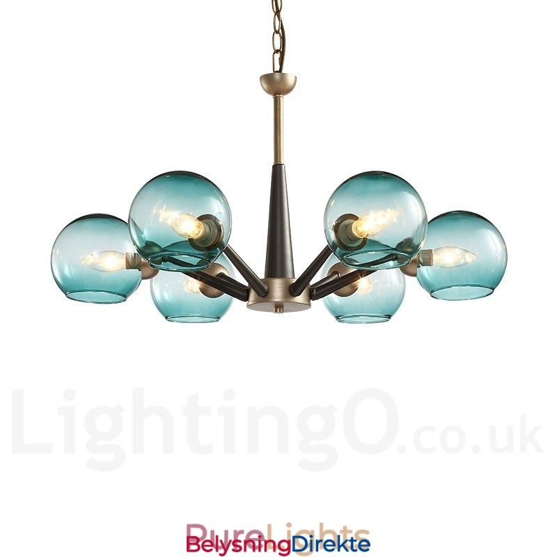 Retro Vintage Magic Bean Rustikk Lysekrone Med Flerfargede Glasskjermer