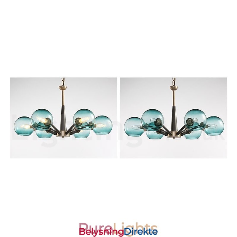 Retro Vintage Magic Bean Rustikk Lysekrone Med Flerfargede Glasskjermer