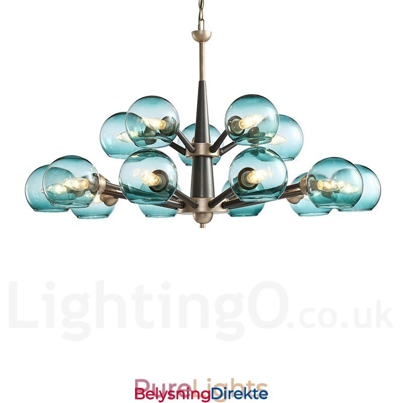 Retro Vintage Magic Bean Rustikk Lysekrone Med Flerfargede Glasskjermer