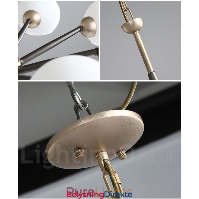 Retro Vintage Magic Bean Rustikk Lysekrone Med Flerfargede Glasskjermer