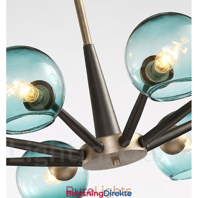 Retro Vintage Magic Bean Rustikk Lysekrone Med Flerfargede Glasskjermer