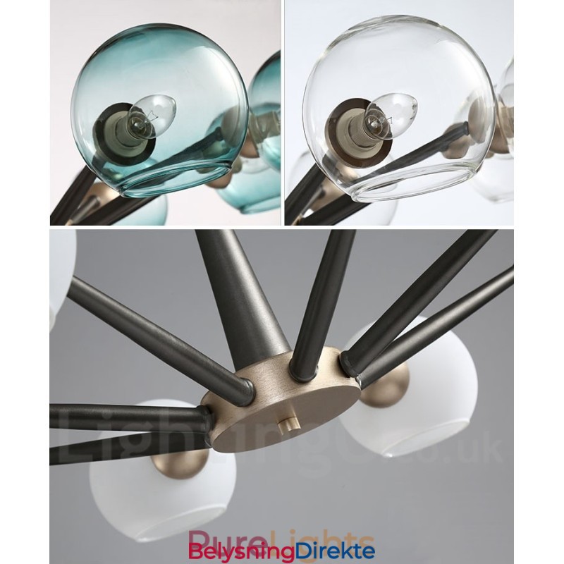 Retro Vintage Magic Bean Rustikk Lysekrone Med Flerfargede Glasskjermer