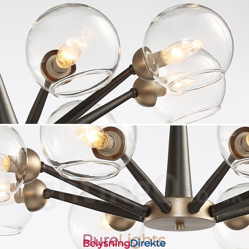 Retro Vintage Magic Bean Rustikk Lysekrone Med Flerfargede Glasskjermer