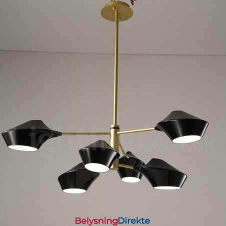 Moderne, Samtidskunstnerisk Rørlysekrone Med Hvite, Svarte Akrylskjermer