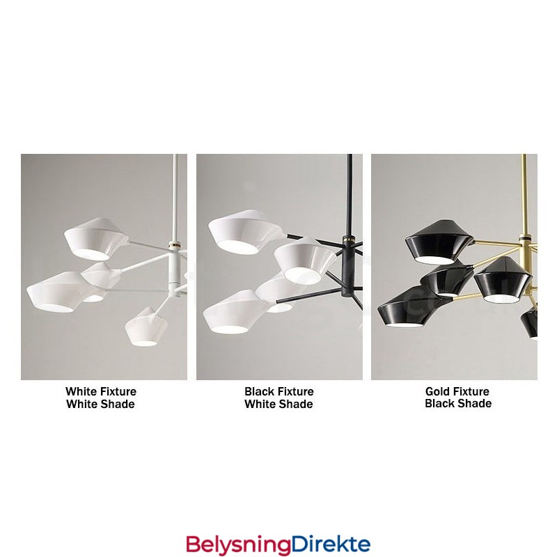 Moderne, Samtidskunstnerisk Rørlysekrone Med Hvite, Svarte Akrylskjermer