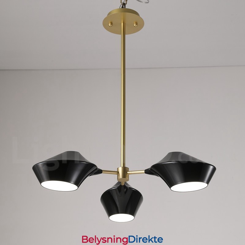 Moderne, Samtidskunstnerisk Rørlysekrone Med Hvite, Svarte Akrylskjermer