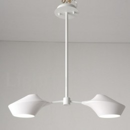 Moderne, Samtidskunstnerisk Rørlysekrone Med Hvite, Svarte Akrylskjermer