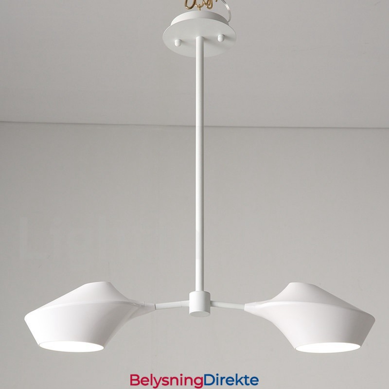 Moderne, Samtidskunstnerisk Rørlysekrone Med Hvite, Svarte Akrylskjermer