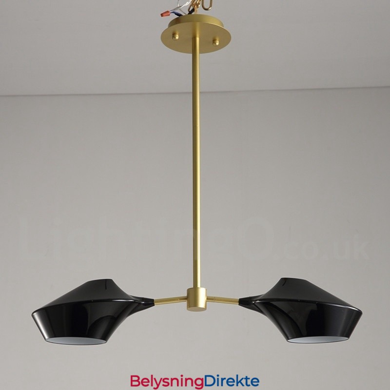 Moderne, Samtidskunstnerisk Rørlysekrone Med Hvite, Svarte Akrylskjermer