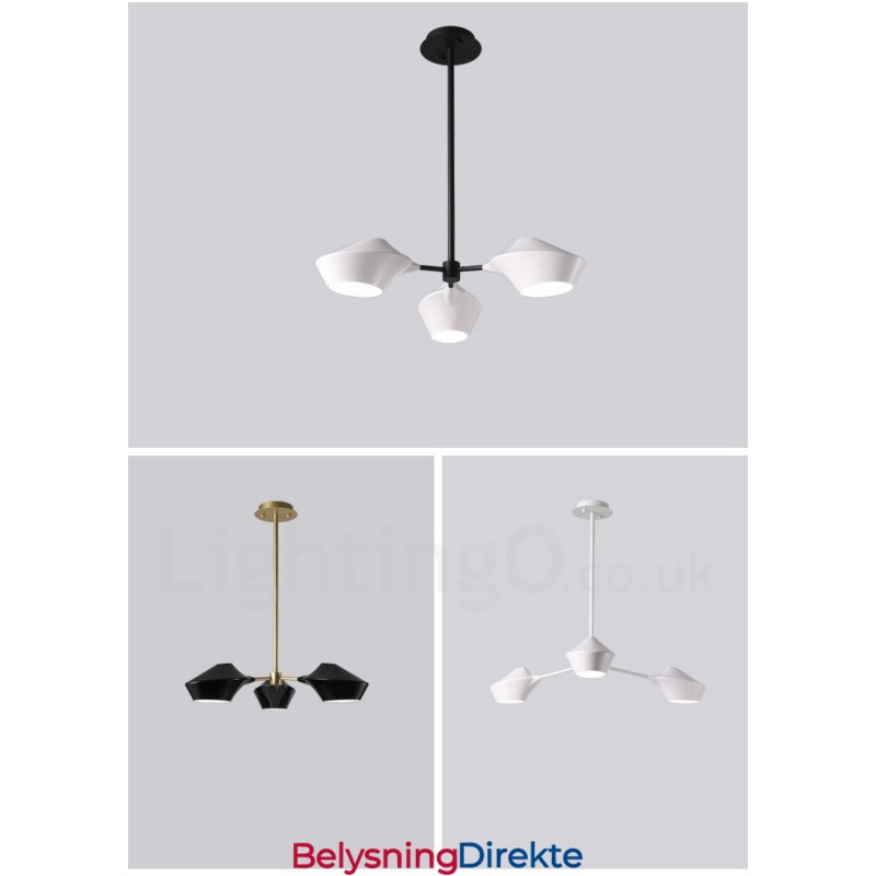 Moderne, Samtidskunstnerisk Rørlysekrone Med Hvite, Svarte Akrylskjermer