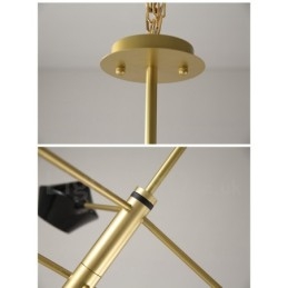 Moderne, Samtidskunstnerisk Rørlysekrone Med Hvite, Svarte Akrylskjermer