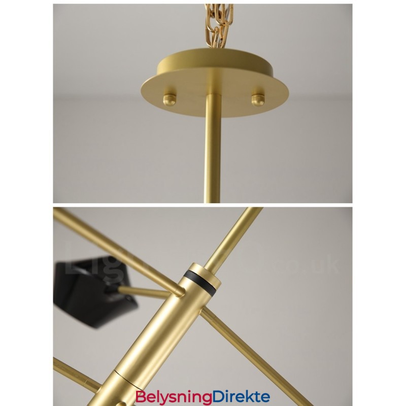 Moderne, Samtidskunstnerisk Rørlysekrone Med Hvite, Svarte Akrylskjermer