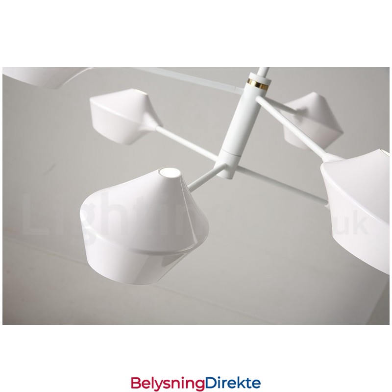 Moderne, Samtidskunstnerisk Rørlysekrone Med Hvite, Svarte Akrylskjermer