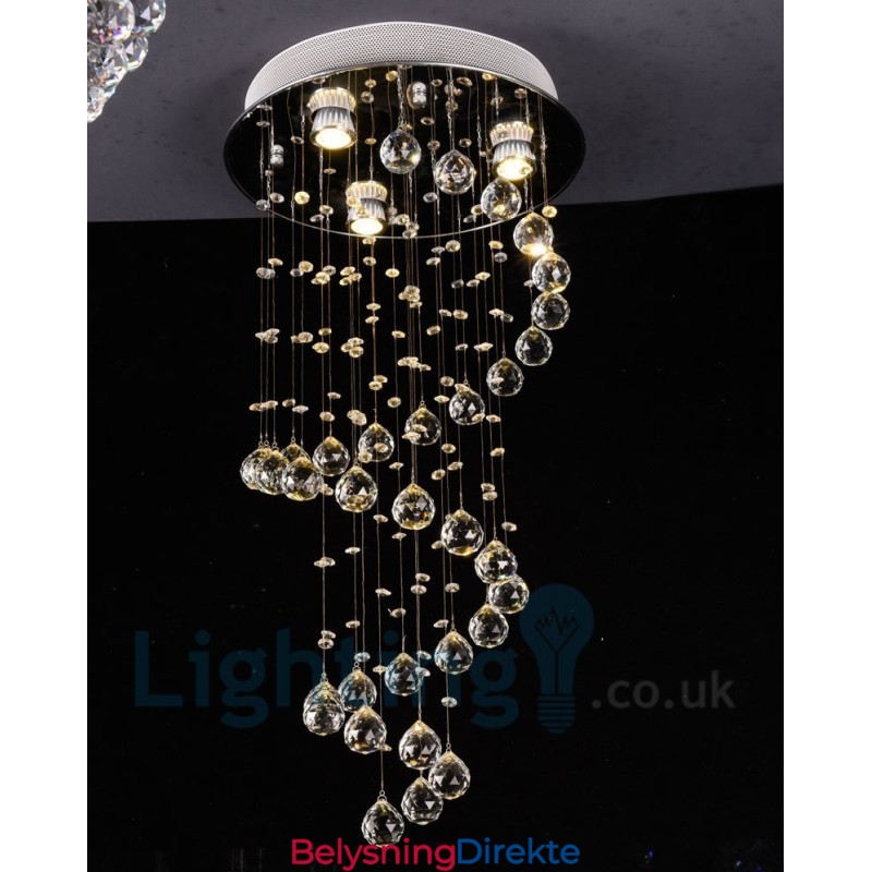 3 Lys Moderne K9 Krystall Rund Innfelt Taklampe