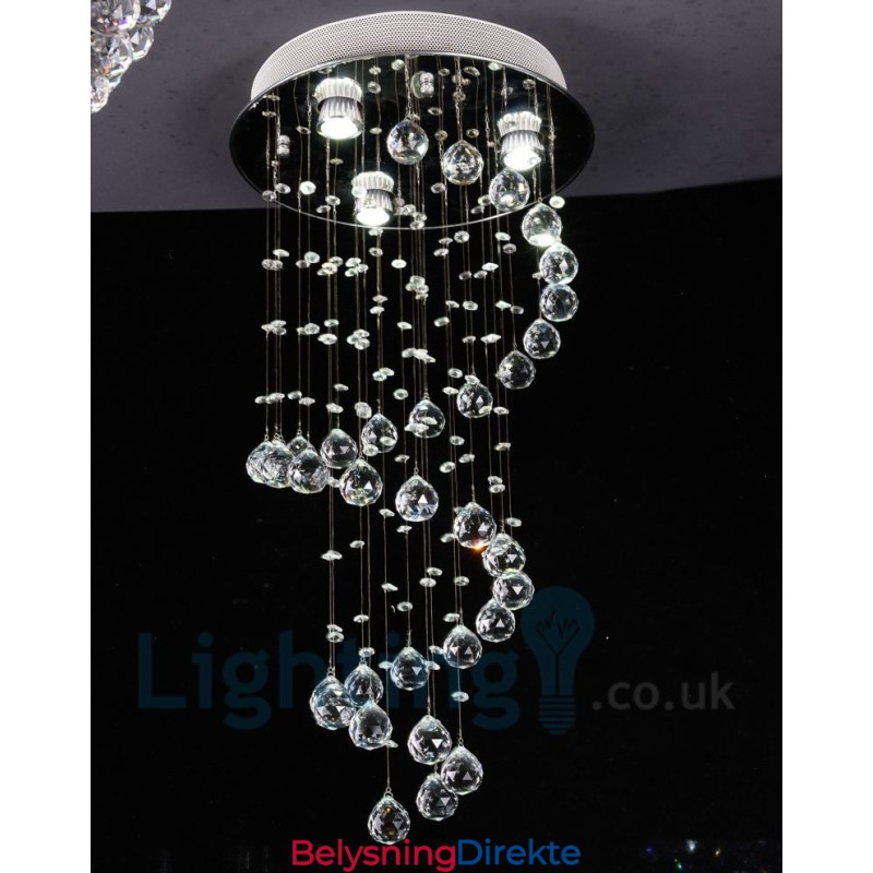 3 Lys Moderne K9 Krystall Rund Innfelt Taklampe