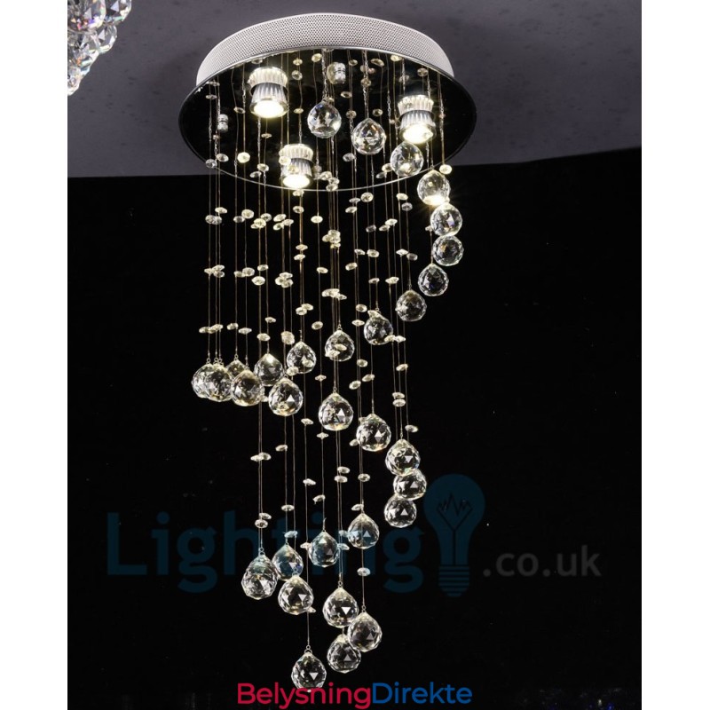 3 Lys Moderne K9 Krystall Rund Innfelt Taklampe