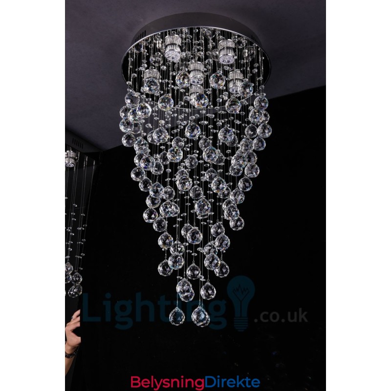 6 Lys Moderne K9 Krystall Rund Innfelt Taklampe