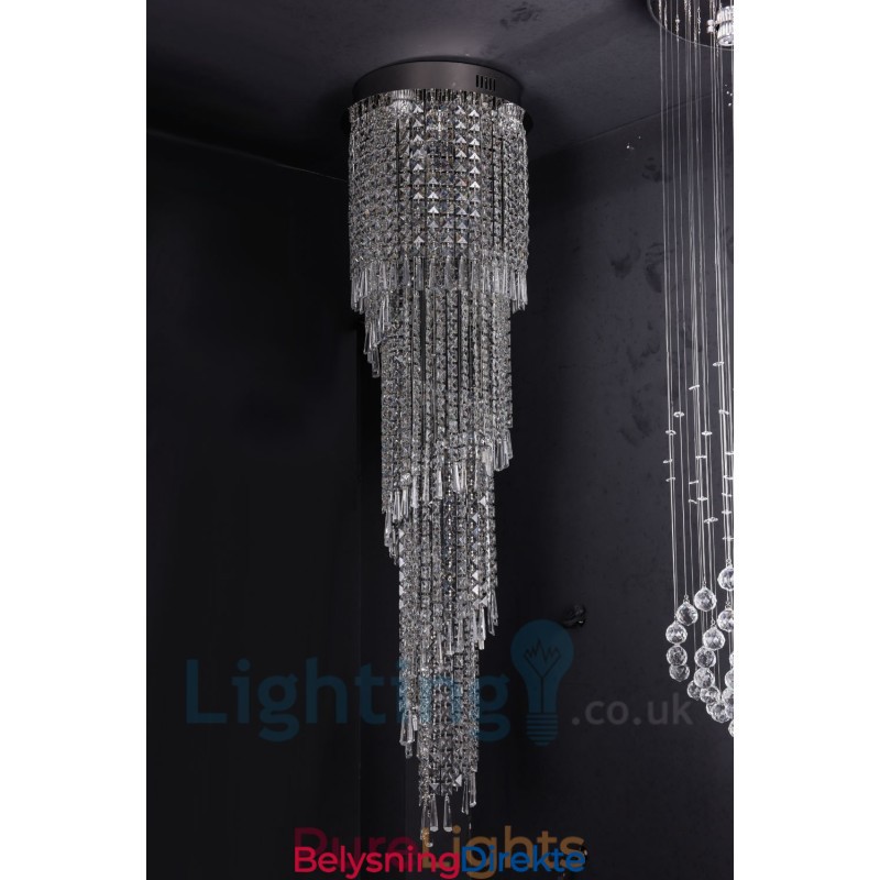 4 X Gu10 + 8 X G4 150 Cm Lang Krystalldråpelampe Moderne K9 Krystallrund Innfelt Taklampe